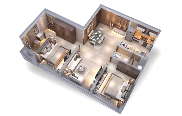Erawah IPSA 2BHK Isometric Plan