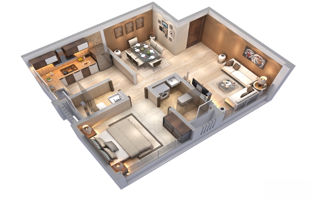 Erawah IPSA 1BHK Isometric Plan