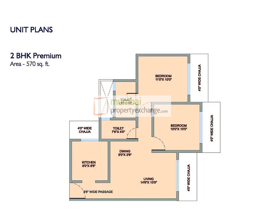 2 BHK Floor Plan