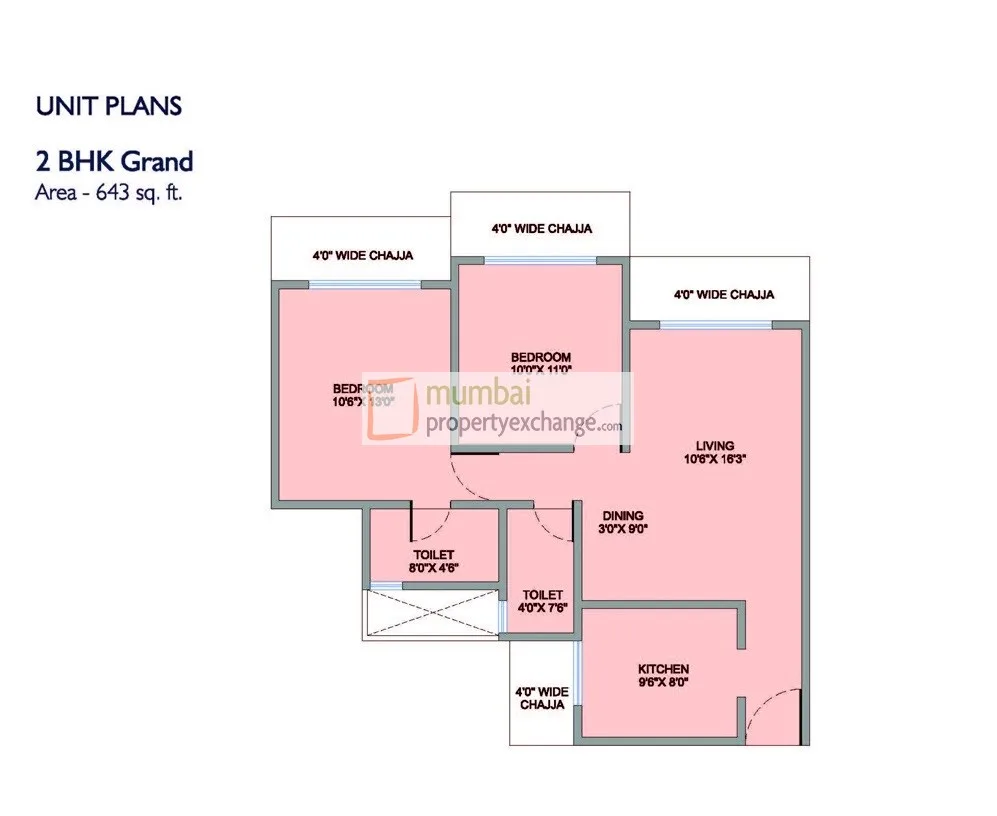 2 BHK Floor Plan