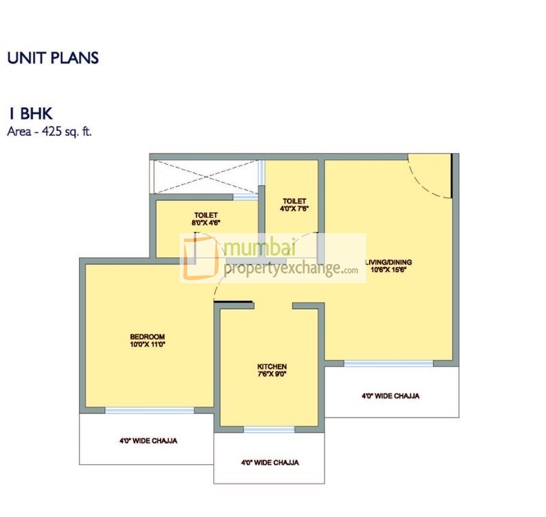 1 BHK Floor Plan