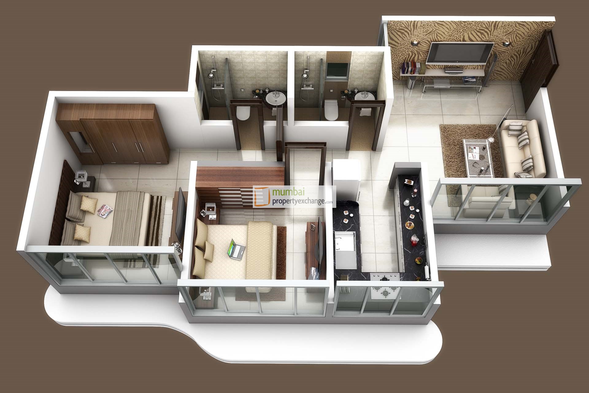 2 BHK Floor Plan