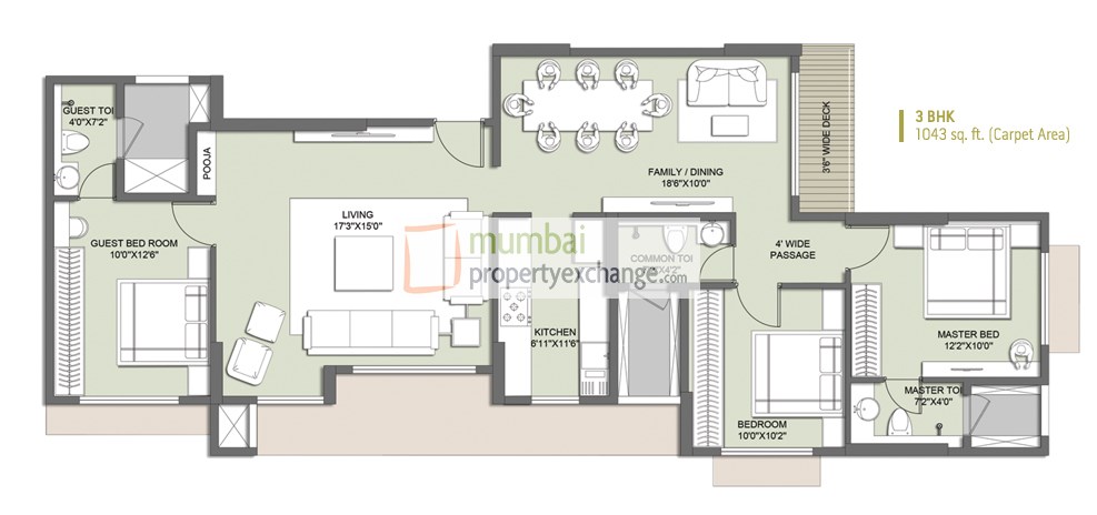 3 BHK Floor Plan