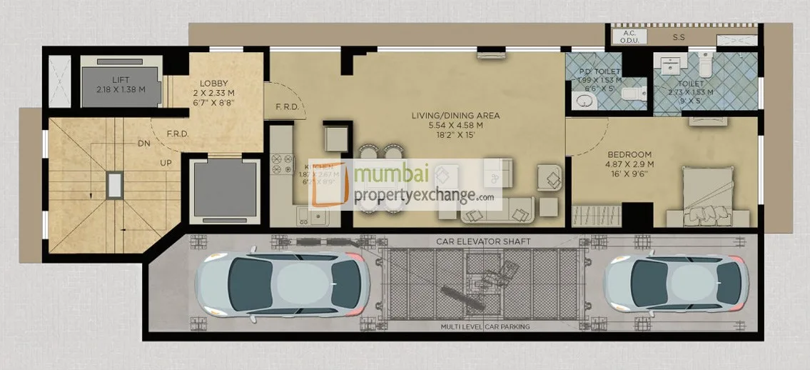 1 BHK Floor Plan