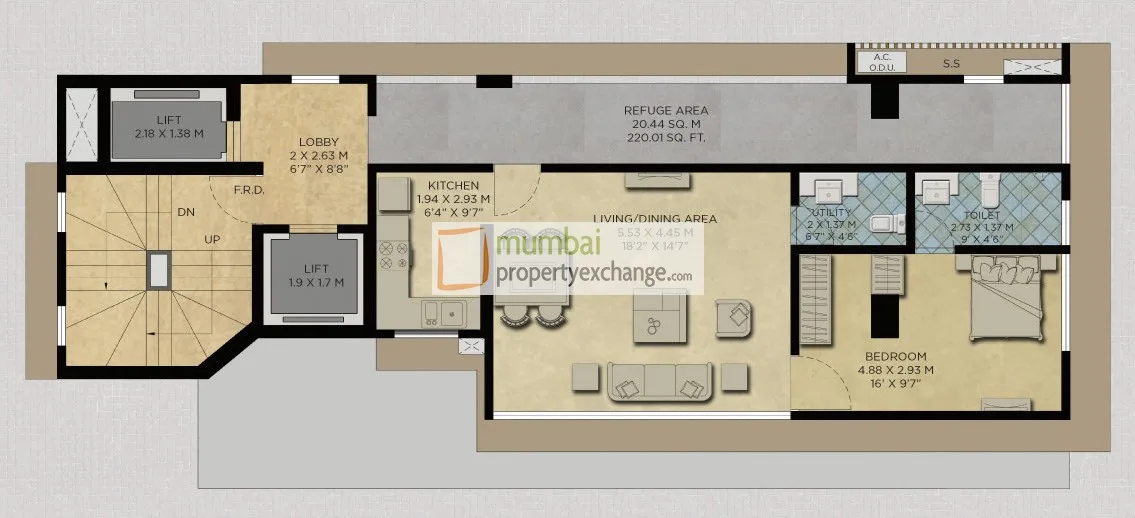 1 BHK Floor Plan