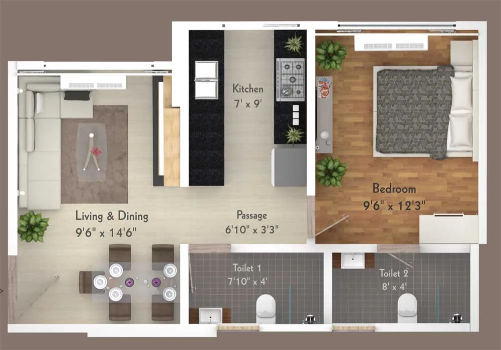 Aabiel Avenue 1BHk Plan Type-2