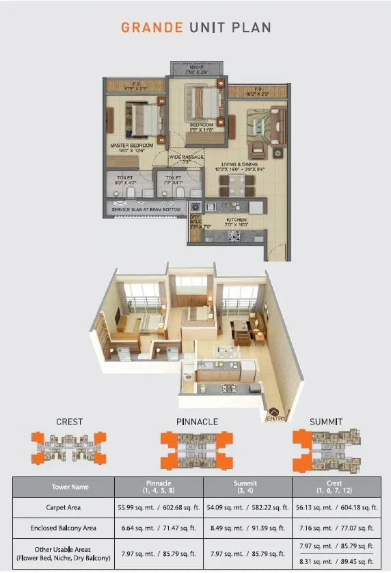 Joyville 2BHK Grande Unit Plan
