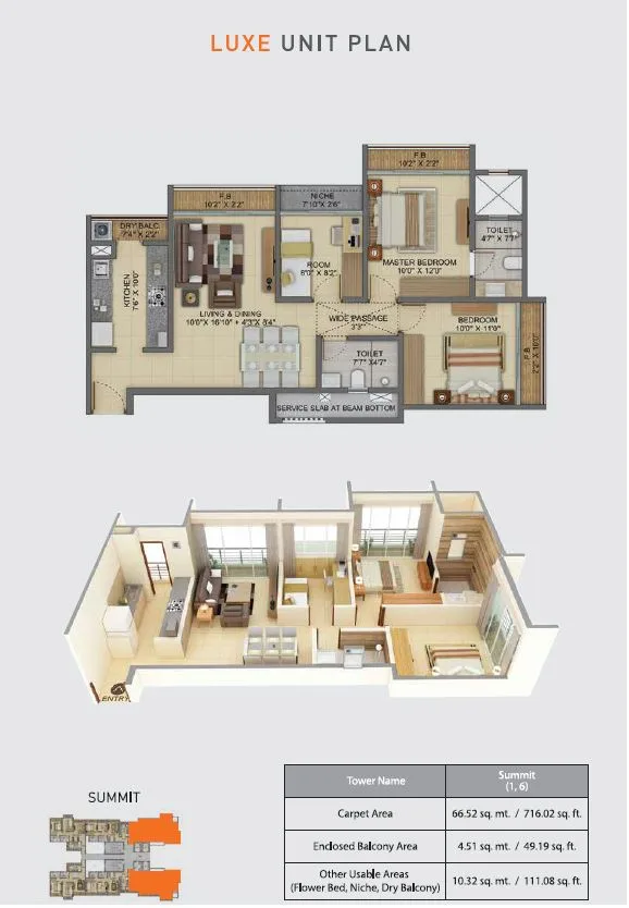 Joyville 2BHK Luxe Unit Plan