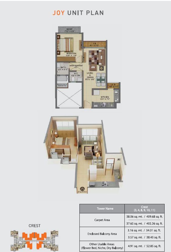 Joyville 1BHK Joy Unit Plan