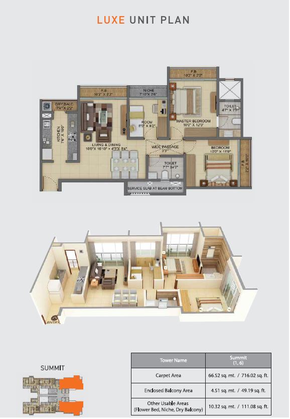 Joyville 2BHK Luxe Unit Plan