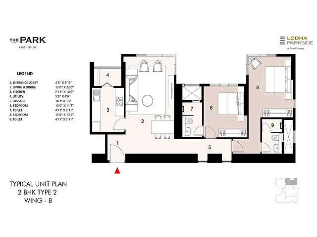 Lodha Parkside 2BHK Wing B Type 2