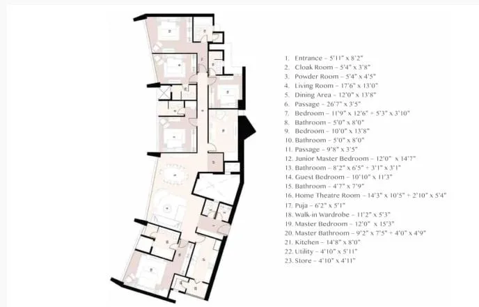 Lodha Parkside 5BHK Unit Plan