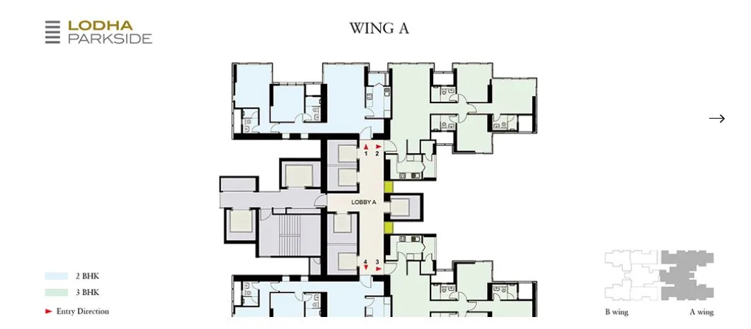 Lodha Parkside Wing A Typical Floor Plan