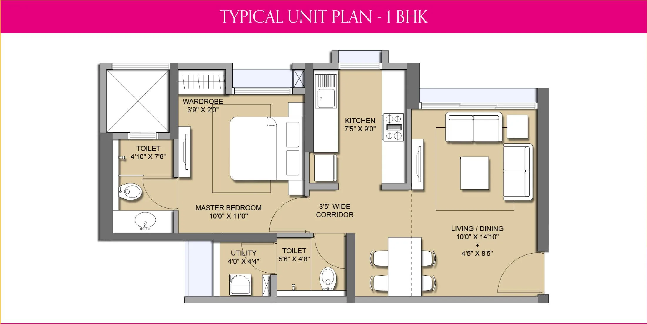 Lodha Codename Bullseye Typical Unit Plan 1BHK