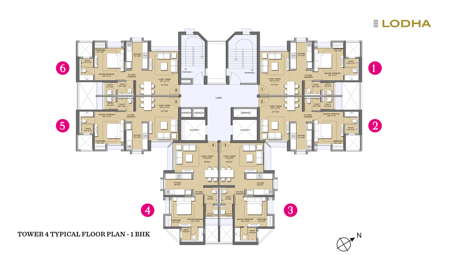 Lodha Codename Bullseye 1BHK Unit Plan Type-4
