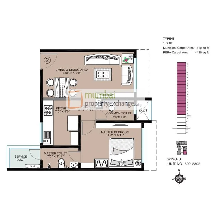 TYPE B 1BHK