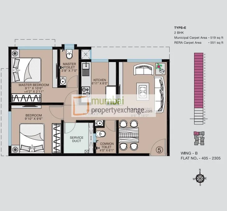 TYPE E 2BHK