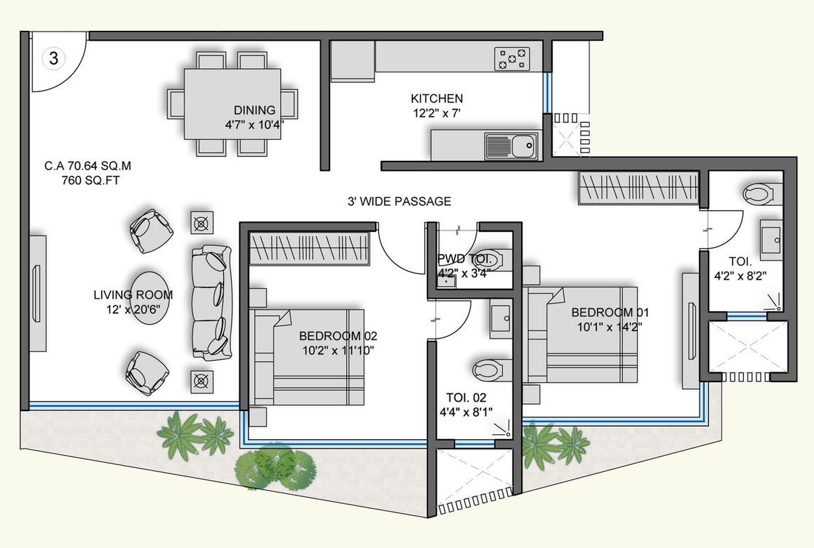 The Crest 2BHK Unit 3