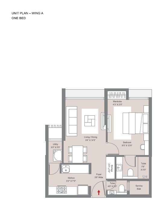 Casa Viva 1BHK Unit Plan Wing A