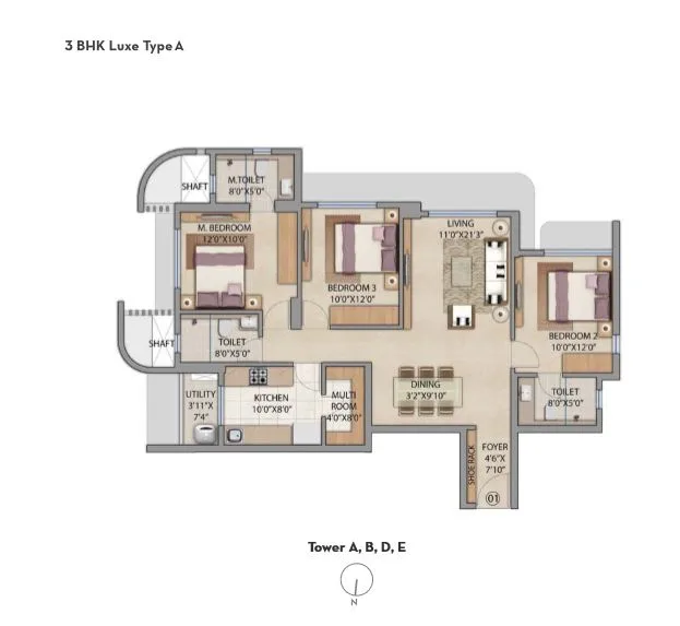 Lodha Bel Air 3BHK Luxe TYpe A