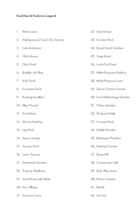 Lodha Bel Air Master Layout Legend