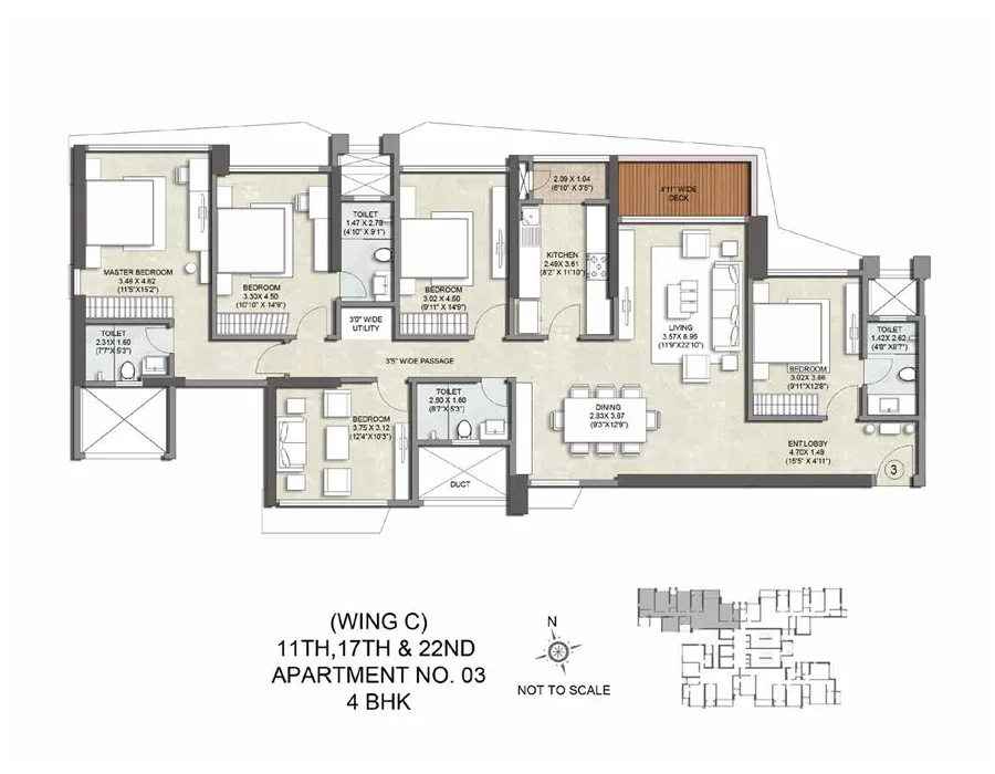 Kalpataru Magnus C 11th-17th-22nd Apt No 03-4BHK