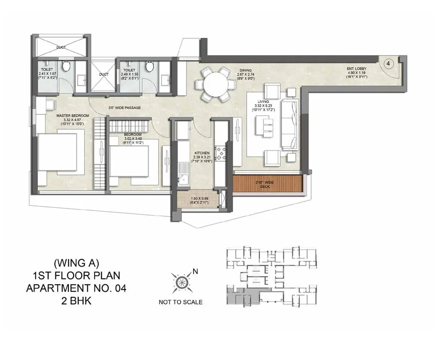 Kalpataru Magnus Wing A Apartment No 4-2BHK 1st flrplan