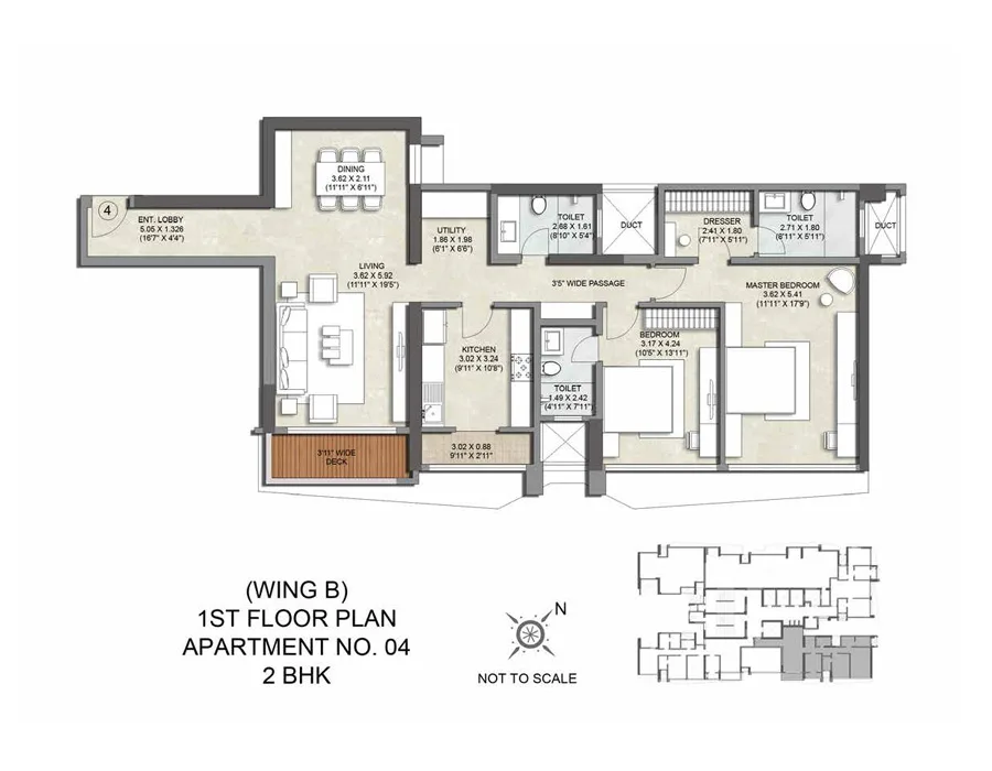 Kalpataru Magnus Wing B Apartment No 4-2BHK 1st flrpln