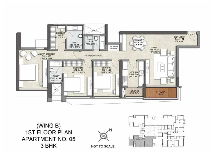 Kalpataru Magnus Wing B Apartment No 5-3BHK 1st Flrpln