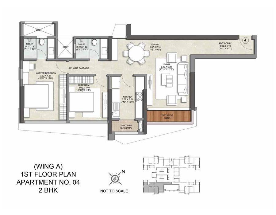 Kalpataru Magnus Wing A Apartment No 4-2BHK 1st flrplan