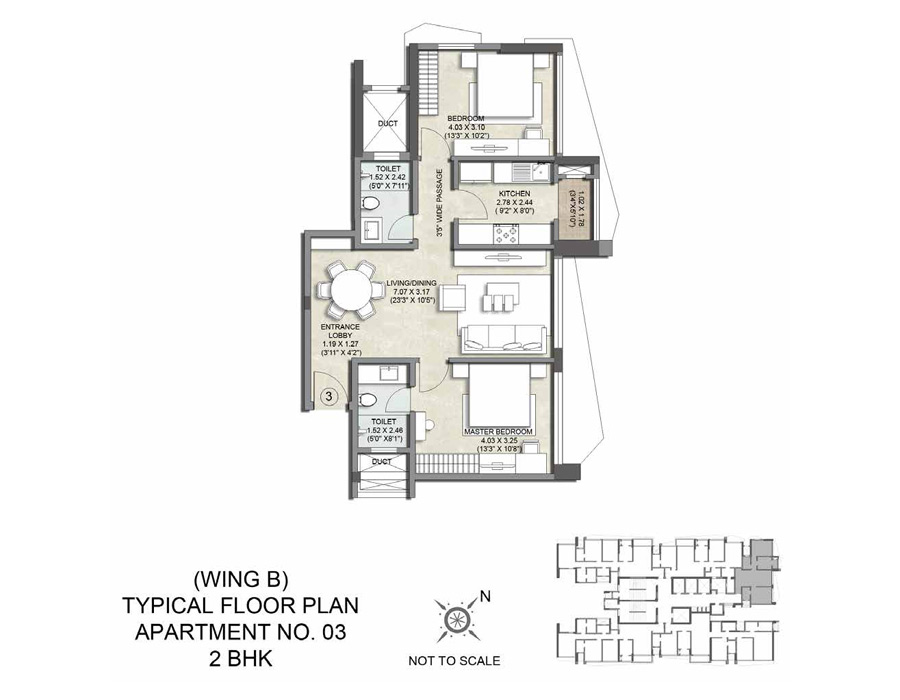 Kalpataru Magnus Wing B Apartment No 3-2BHK Typical Flrpln