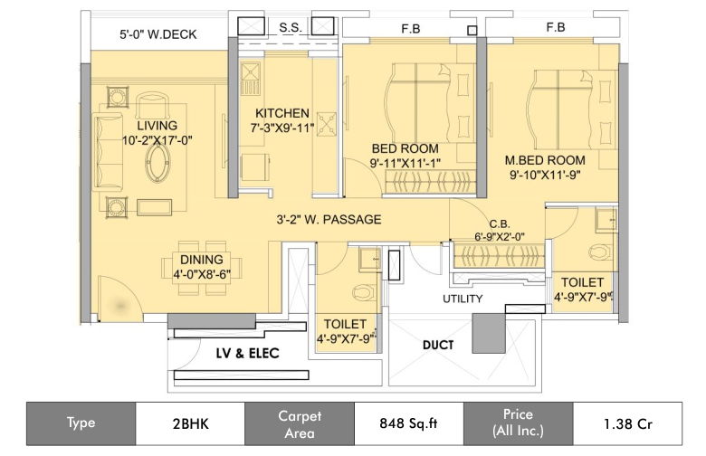 6 Rustomjee Urbania Azziano Thane Wing E 2BHK 848sqft
