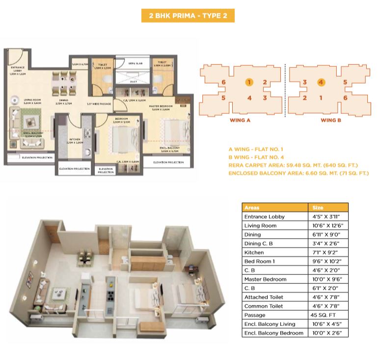 Dosti Cedar 2BHK Prima Type 2