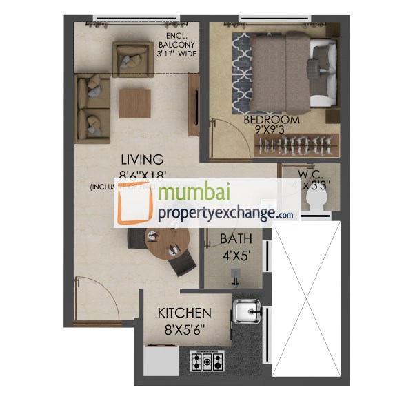 Floor Plan 1BHK