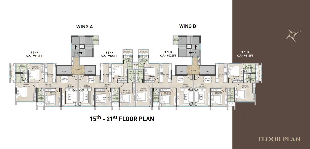 Asbury Park Typical Floor Plan 15th-21st floor