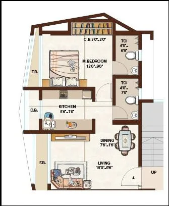 Raj Florenza 1BHK Plan