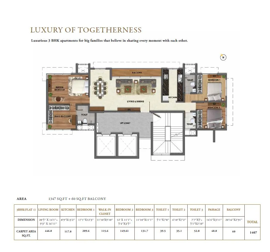 Mahalaxmi 3BHK Plan