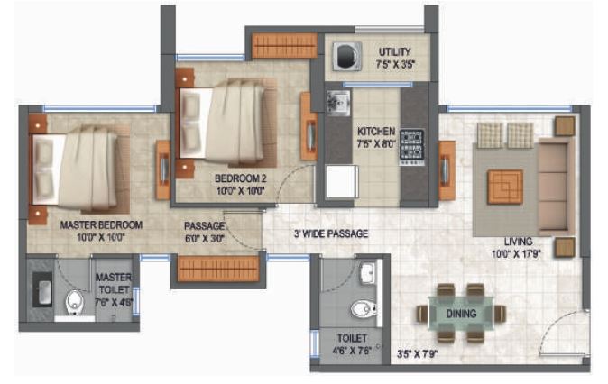 Lodha Splendora 2BHK (654 sqft) UC
