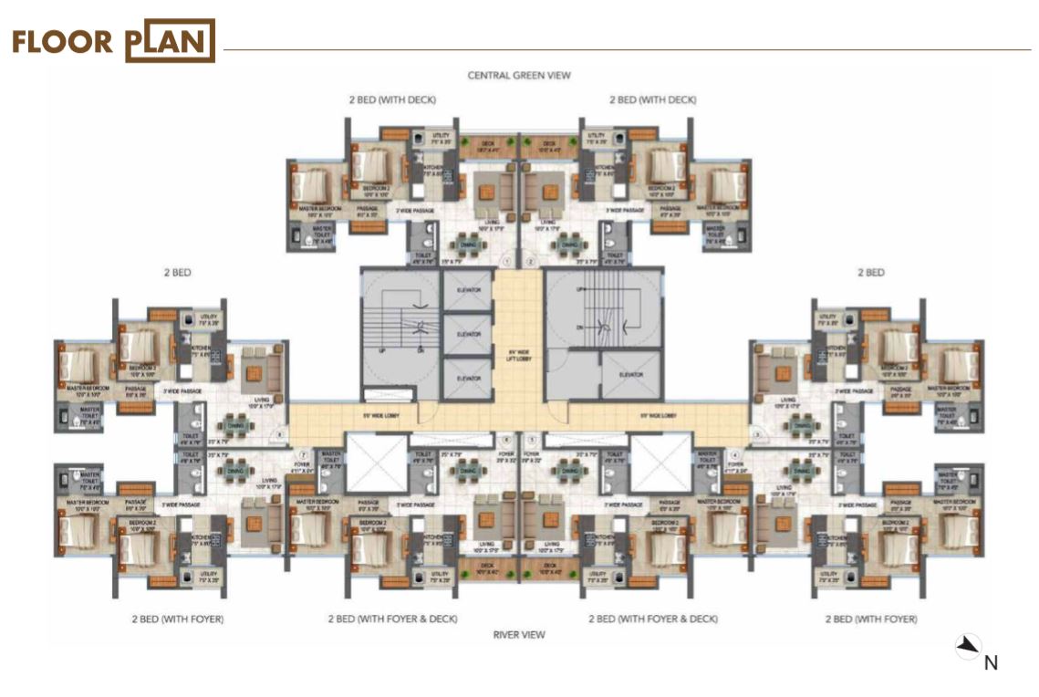 Lodha Splendora 2BHK Typical  Floor Plan UC