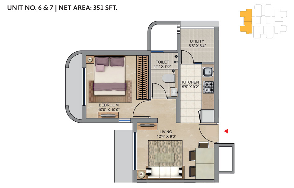 Codename Moveup 1BHK Unit 6-Unit7 (351 sqft)