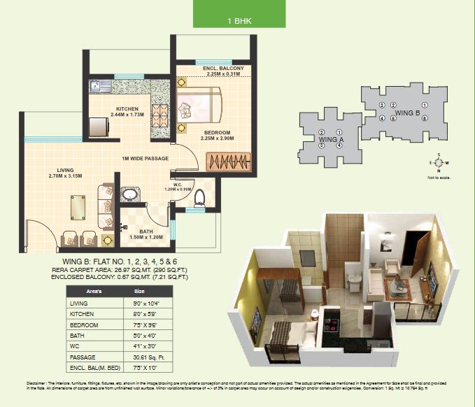 Dosti Desire Joy 1BHK Plan2