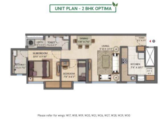 Lodha Amara 2BHK Optima Unit Plan
