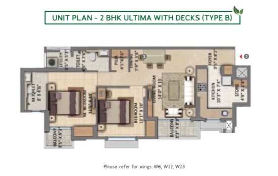 Lodha Amara 2BHK Ultima with deck Type B Unit Plan