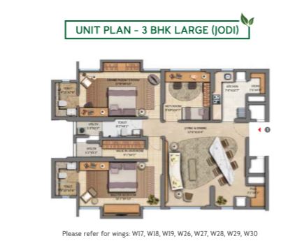 Lodha Amara 3BHK Jodi (large)  Unit Plan Type-1