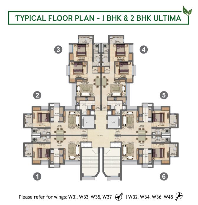 Lodha Amara Typical Floor Plan 1BHK-2BHK Ultima