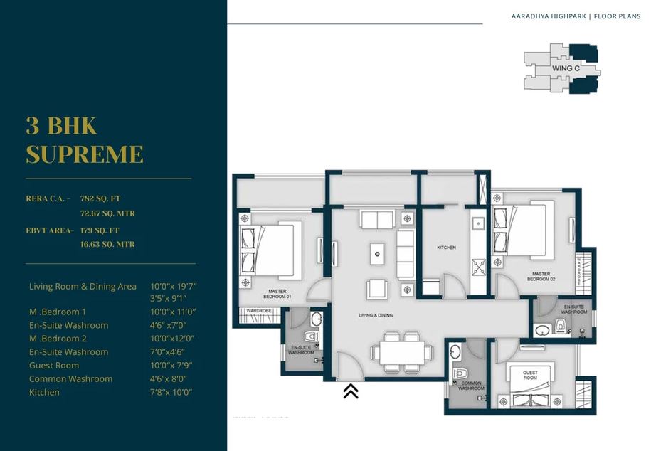 16 Aaradhya High Park 3BHK Supreme Plan Wing C