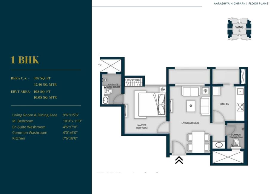 9 Aaradhya High Park 1BHK Plan Wing B