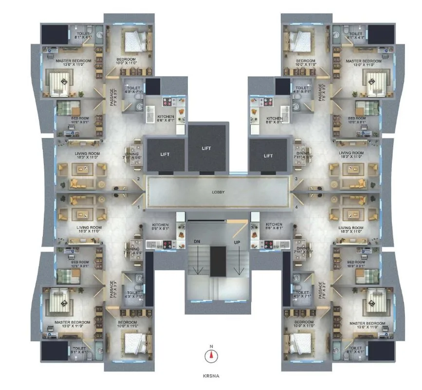 Goverdhangiri Krsna Typical floor Plan