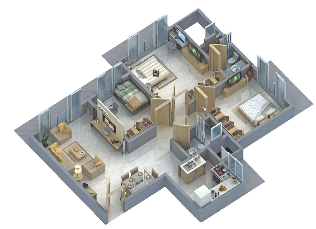 Goverdhangiri 3BHK Plan Krsna