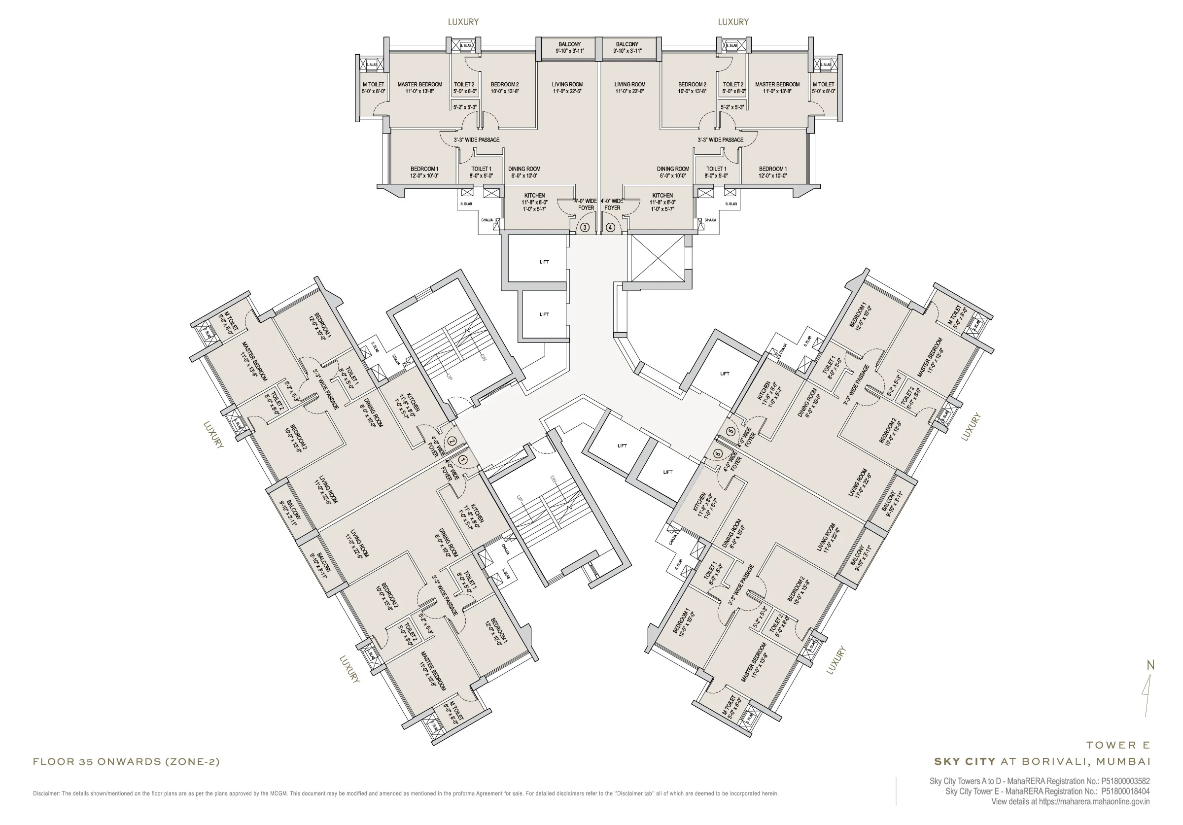 Oberoi Sky City Tower E Floor Plan (35th flr onwards)